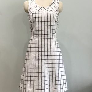 J.Crew Sleeveless Dress. White Black Windowpane. 8